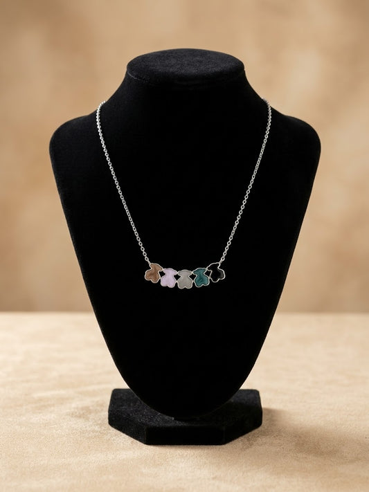 Collar plateado Ositos Multicolor