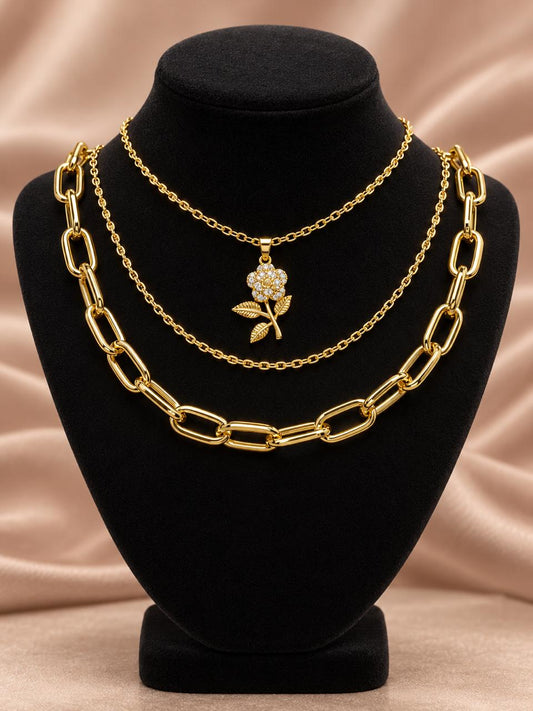 Collar dorado Triple flor